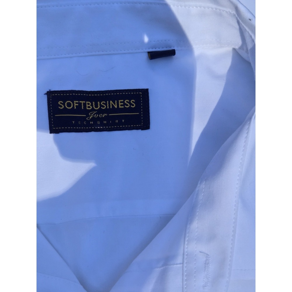 SoftBusiness Tech Shirt Men's XL Tall White Short Sleeve Button Front Dress... - Picture 3 of 5